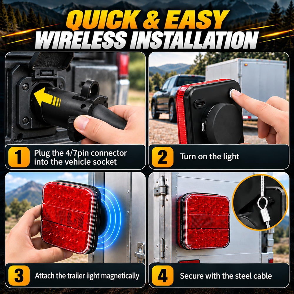 Wireless Trailer Lights Magnetic, LED Tow Light Kit