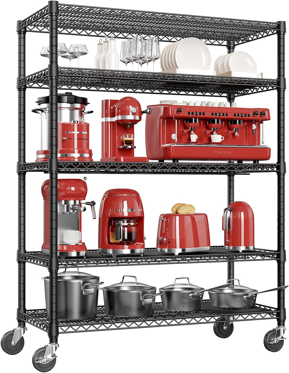 IZEUK Garage Shelving Wide Storage Shelves 5 Tier Metal Shelves Heavy Duty