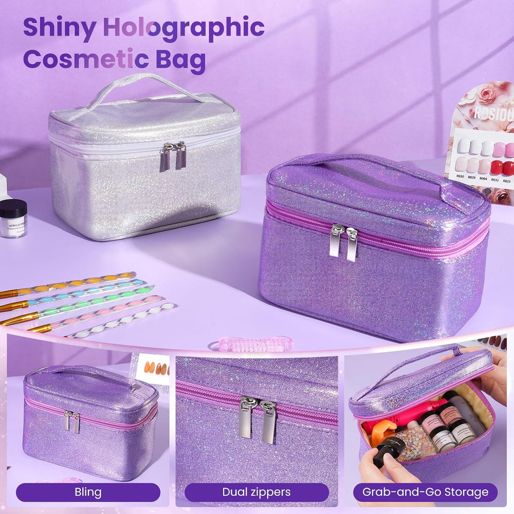 Acrylic Nail Kit for Beginners with Everything in Storage Bag, Bling Purple