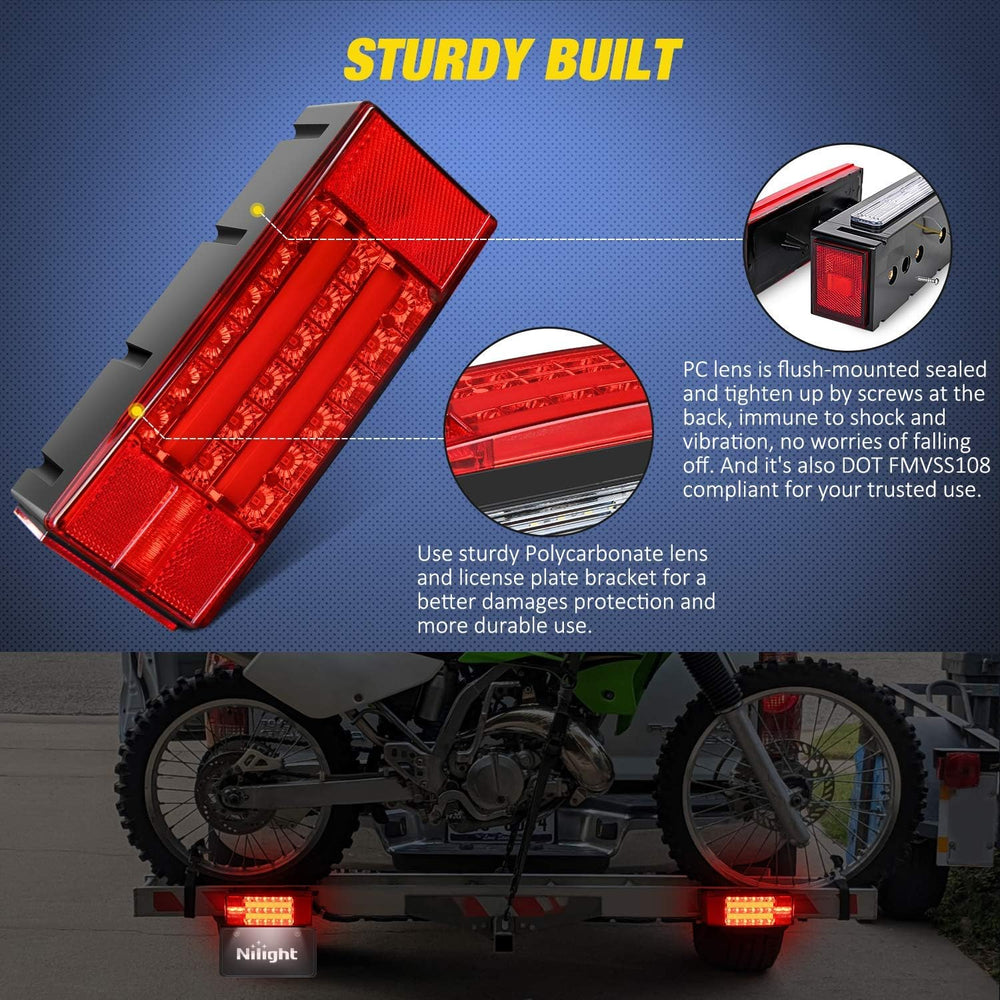 Nilight 2PCS Rectangular LED Trailer Light Kit with Halo Glow