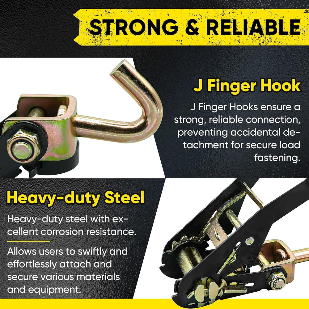 4 Pack Car Tie Down Straps for Trailers 2" x 96" - 9900LBS Break St...