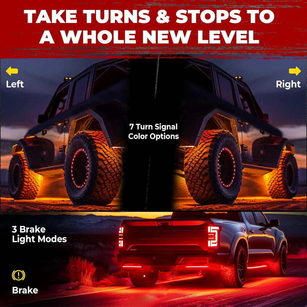 8 Pods Five Sided RGB Rock Lights for Trucks, Chasing Color App & Remote