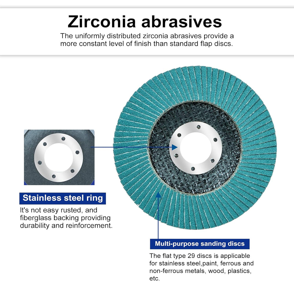 Sali 100 Pack Zirconia Flap Disc 60 Grit 4.5" x 7/8-Inch Sanding Disc Be...