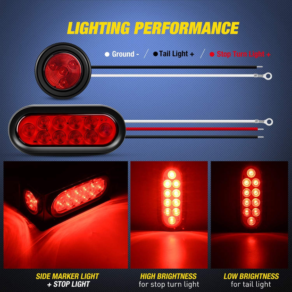 Nilight Steel Weld-On Trailer Light Box Kit with 6 Inch Oval LED Tail Light