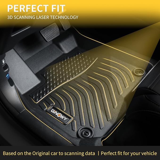 GINOWY- Floor Mats for Toyota Tacoma 2005-2015 Double Cab TPE All Weather