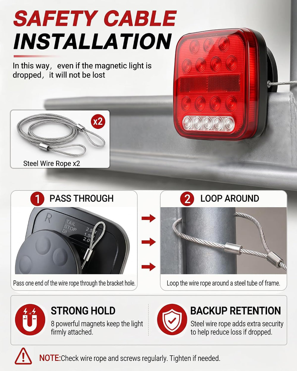 Wireless Trailer Lights, Rechargeable Magnetic Tow Lights Kit for Trucks
