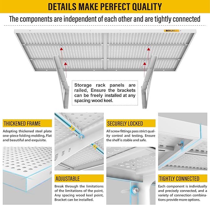4Pack 2x3ft Adjustable Metal Garage Wall Shelving Heavy Duty Garage Storage