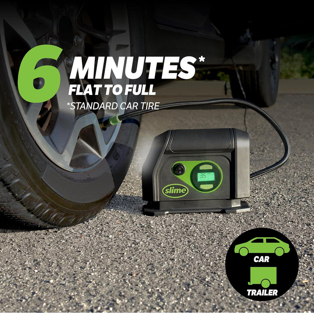Slime 40088 Tire Inflator, Portable Car Air Compressor, Inflate Right automat...