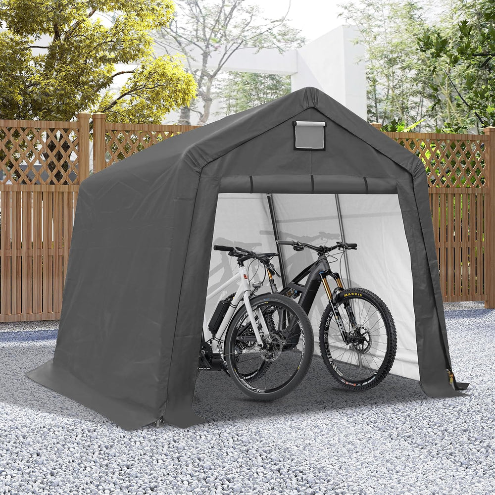 COVERONICS 10' x 10' Outdoor Portable Storage Shelter Shed, Grey