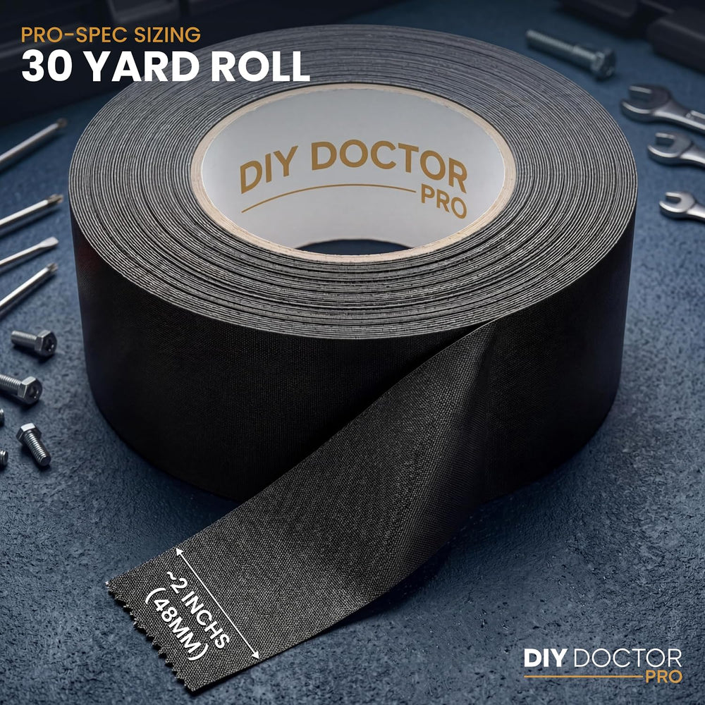 Strong Adhesive Gaffer Tape 2 Inch x 30 Yards Black Matte Cloth - 4 Pack