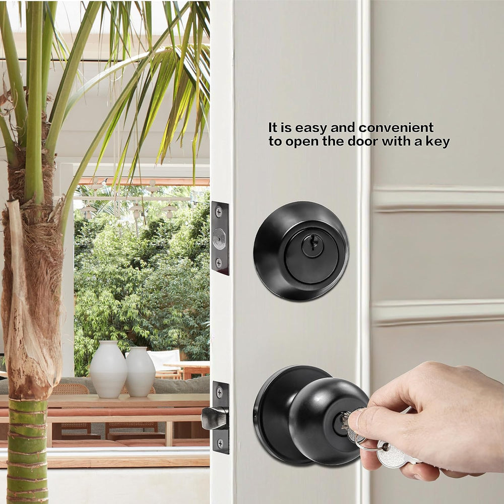 Exterior Door Lock Set with Deadbolt, Keyed Alike Door Lock with Key for Fron...