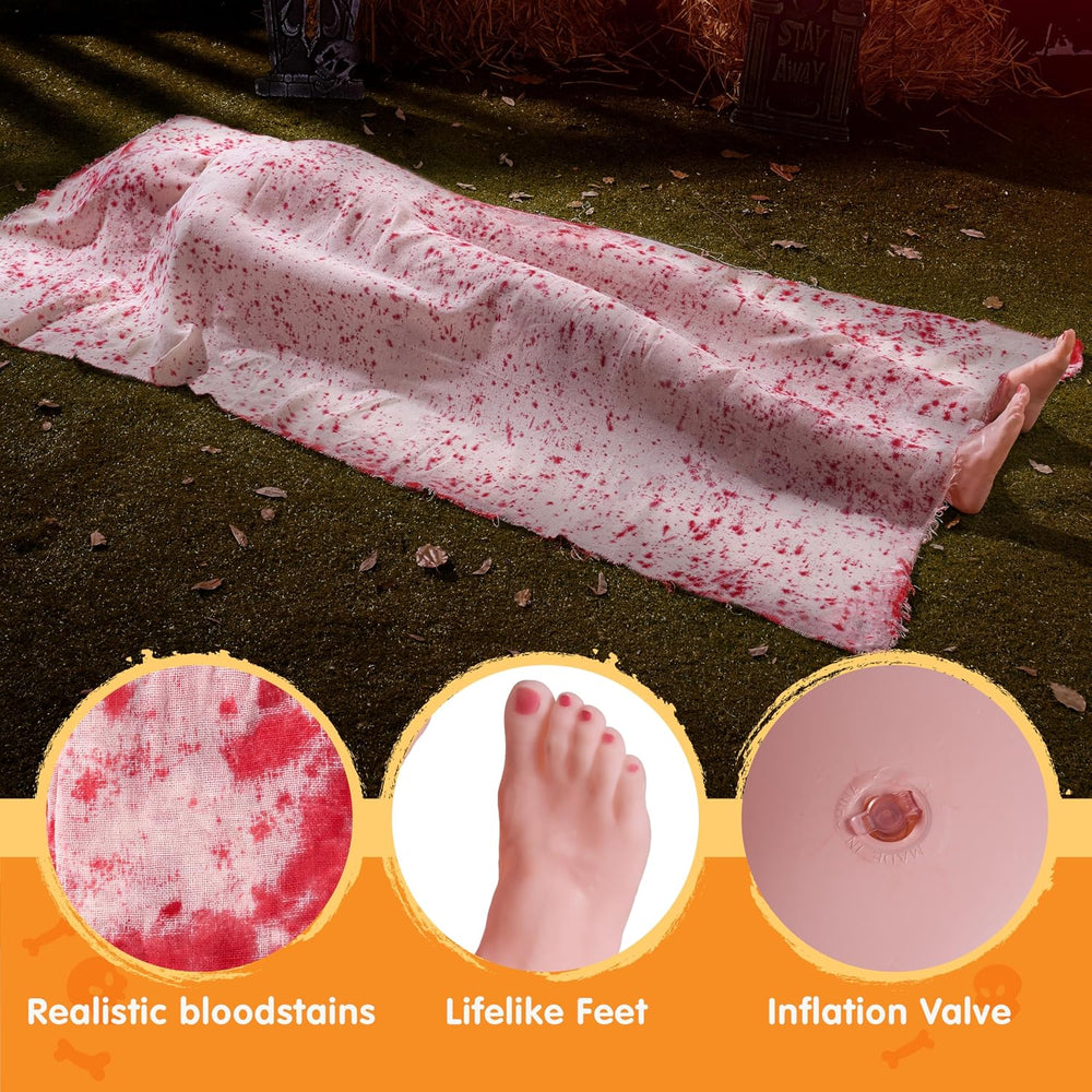 JOYIN 5 Ft Halloween Scary Decorations, Inflatable Body Covered Show feet, Ou...