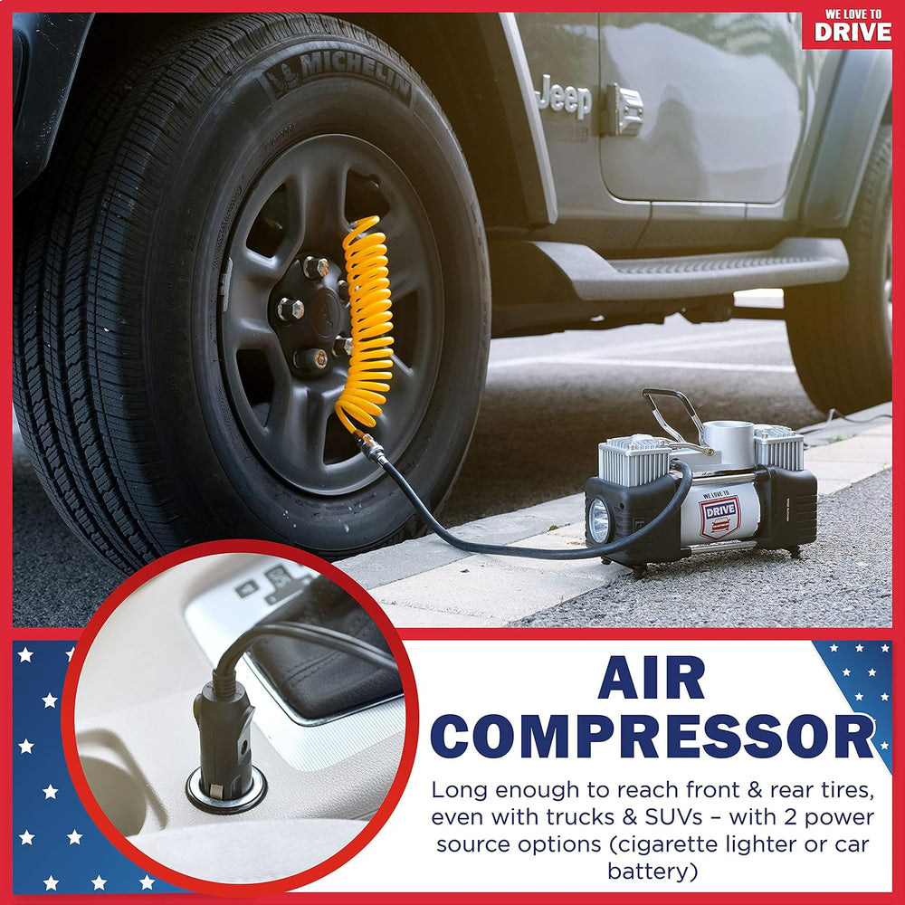 Tire Inflator Portable Air Compressor – 12V DC Air Pump for Car Tires, 150 PS...