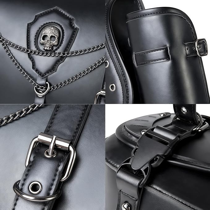 Motorcycle Saddlebags, 30L Leather Waterproof Side Saddle Bags