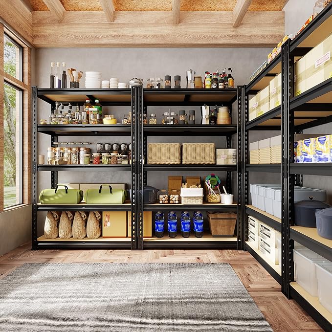 72.12" H Garage Shelving, Storage Shelves Load 2100LBS, 5-Tier Adjustabl...