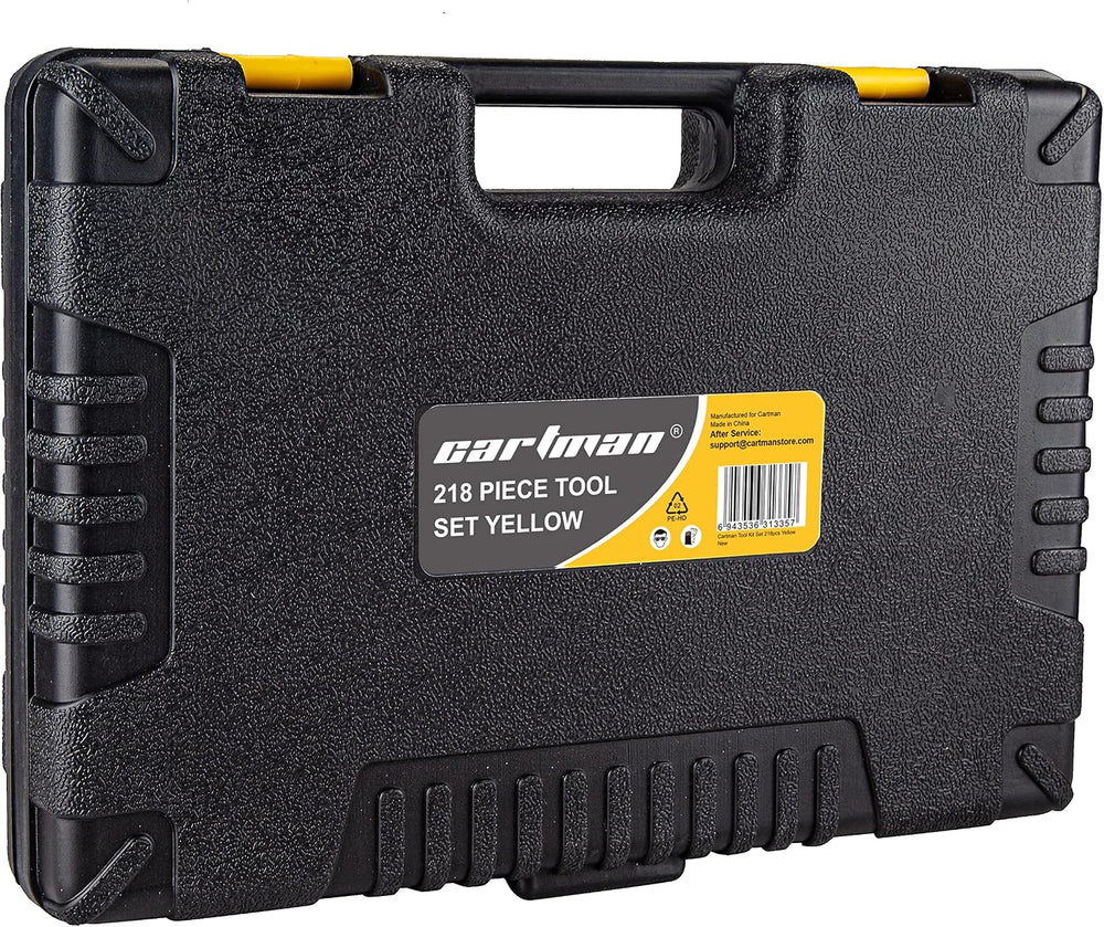 CARTMAN 218-Piece Household Tool Set, Yellow Home Repair Kit With Tool Case