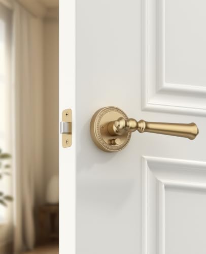 Amerdeco 6 Pack Champagne Bronze Privacy Interior Door Handles