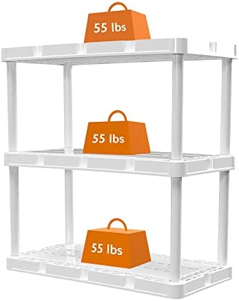 Gracious Living Knect-A-Shelf 3 Shelf Solid Light Duty Rack, White, 2 Pack