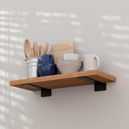 LEOPO 8 inch 6 Pack Floating Shelf Brackets, 1/5" Thick Hidden L Bracket