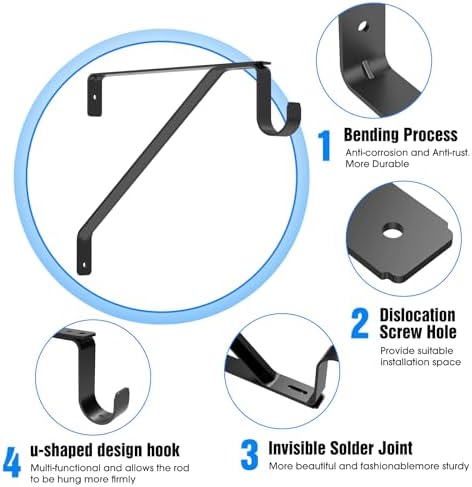 Pisman Heavy Duty Adjustable Closet Rod Bracket 4-Pack