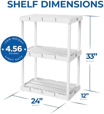 Gracious Living Knect-A-Shelf 3 Shelf Solid Light Duty Rack, White, 2 Pack