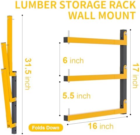 4 PACK Lumber Storage Rack Wall Mount Wood Organizer Storage Racks Heavy Duty...