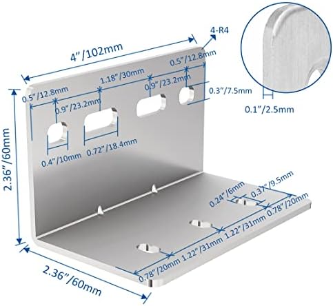 VADANIA 10pcs Heavy Duty L Bracket for #76 Series Drawer Slides, 90 Degree Ri...