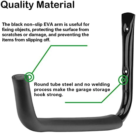 6 Pack Garage Hooks Heavy Duty, 9 Inch Ladder Hooks for Garage Wall