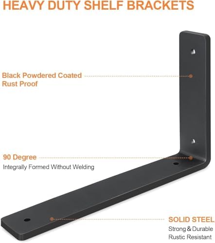 Heavy Duty Shelf Brackets 10 Inch, 6 Pack Floating Shelf Brackets, L Wall She...