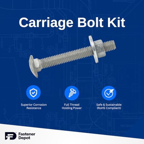 1/2"-13 x 4-1/2" (25 Sets) Hot Dipped Galvanized Carriage Bolt Kit ...