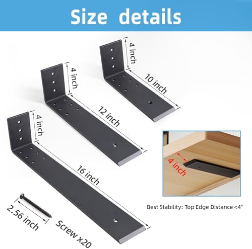 WEKIS 10 Inch Countertop Support Bracket, 3 Pack Solid Iron Steel Heavy Duty ...
