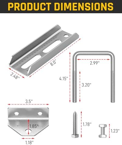 Wyckoff 8" Boat Trailer Bunk Bracket 4-Pack,Heavy Duty Galvanized Swivel