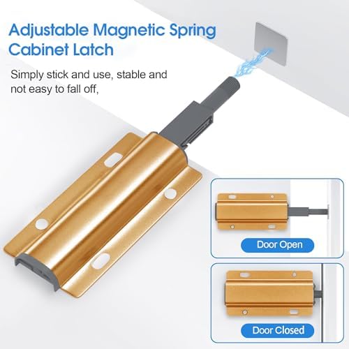 Push to Open Door Latch, 20 Pack Gold Magnetic Push Latches, Adhesive Heavy D...