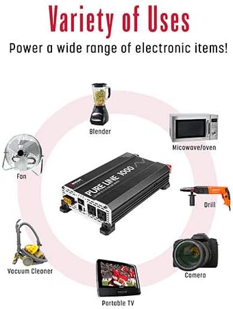Wagan EL3804 Pure Line Inverter 1000 Watt DC 12V to 110V AC Car Pure Sine Wave