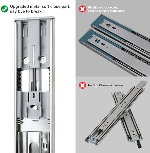 16 inch Drawer Slides 4 Pairs (8pcs) Soft Self Close Full Extension Ball Bear...