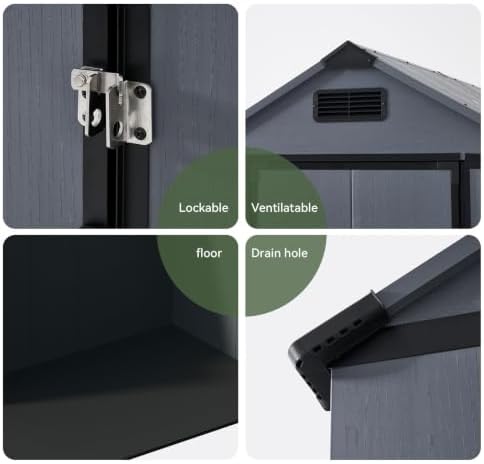 Aoxun 4×6 FT All-Weather Resin Storage Shed, Dark Gray