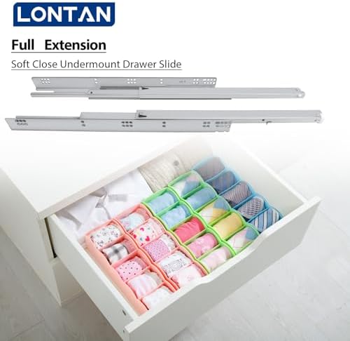 LONTAN 21 Inch Undermount Soft Close Drawer Slides 3D Locking Device 1 Pair