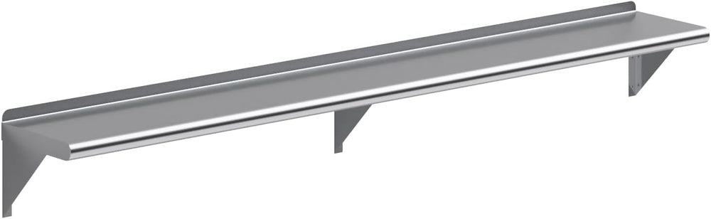 AmGood 10 in. x 72 in. (6 ft) Stainless Steel Wall Shelf with Backsplash - 18...