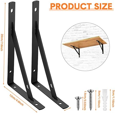 Nuogo 40 Pcs 8" L X 5" H Metal Shelf Brackets L Shape Bulk with Har...