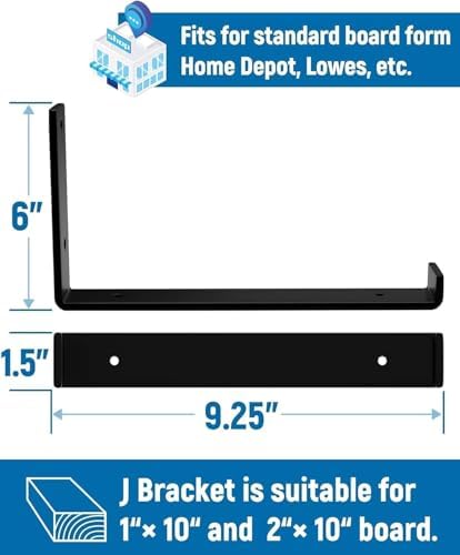 LEOPO 10 inch Shelf Brackets 12-Pack, 1/5" Thick Floating Shelf Bracket
