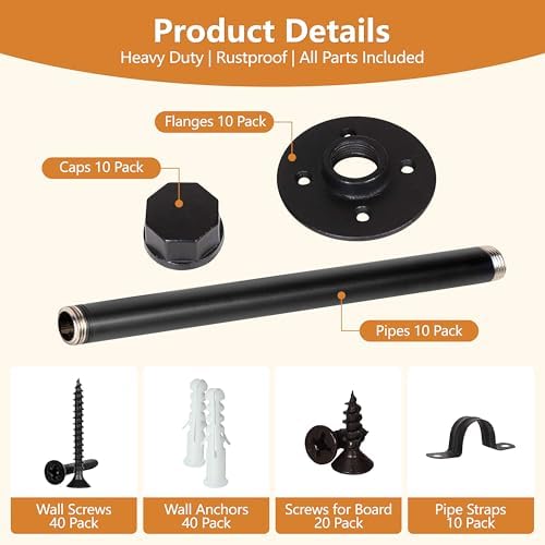 IAE Wall Mounted Closet Rod,Industrial Pipe Clothes Rack,Closet Hanging Bar (...