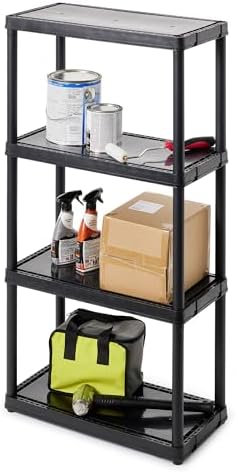 Gracious Living 4-Shelf Fixed-Height Light-Duty Storage, Black, 2-Pack
