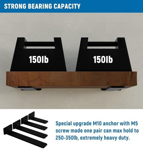 LEOPO 8 inch 6 Pack Floating Shelf Brackets, 1/5" Thick Hidden L Bracket