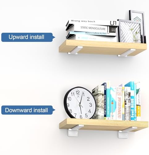 Heavy Duty Shelf Brackets, 10 inch 6 Pack Hidden L Brackets, 5mm Thick White ...
