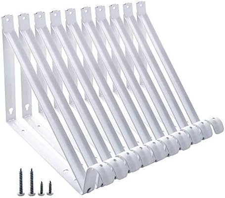 Closet Rod Brackets 11x9.5in, 10 Pack Closet Shelf Brackets, White