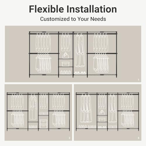 VIPEK X4 Expandable Heavy Duty Clothes Rack Wardrobe Closet Organizer Black