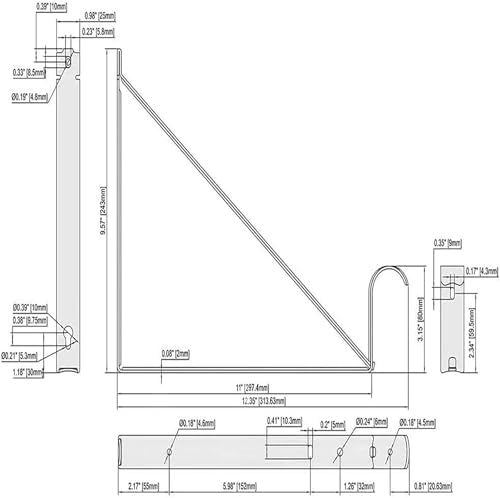 Closet Rod Brackets 11x9.5in, 10 Pack Closet Shelf Brackets, White