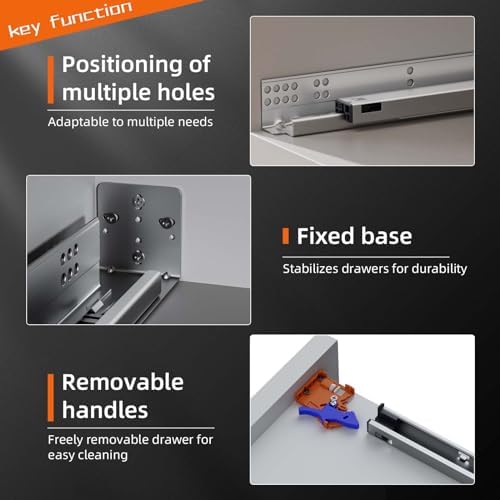 24” Undermount Drawer Slides Soft Close 100 lbs with Bracket 1 Pair