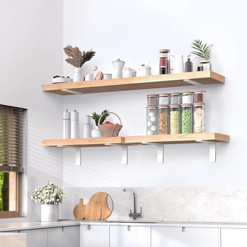 White Floating Shelf Bracket 10 Inch, 6 Pack Heavy Duty Shelf Brackets, Wall ...
