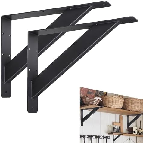 Countertop Support Brackets,12x9 inch Heavy Duty Shelf Brackets,Shelf Support Angle Brackets for Shelves, Wall Mount Shelving Bracket for Granite, Wood, Concrete
